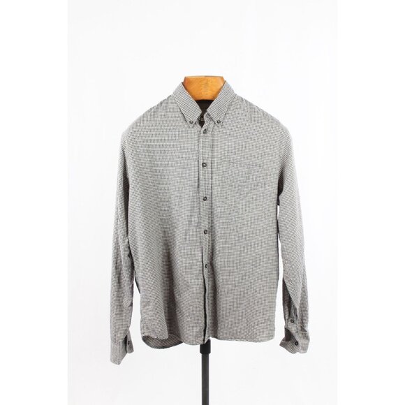 BILLY REID Kirby Standard Grey Check Cotton Flannel Button Down Shirt, Size M - Picture 1 of 14